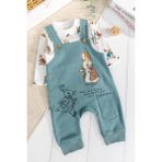 Babymod Tavşan Fiğürlü 2'li Erkek Bebek Salopet Tulum - Yeşil - 0 - 3 Ay