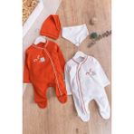 Babymod Tavşan Figürlü 2'li Uzun Kollu Kız/erkek Bebek Tulum Takım - Tarçın - 3 - 6 Ay