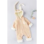 Babymod Tavşan Figürlü Kışlık Welsoft Kadife Astronot Kız Erkek Bebek Tulum - 3 - 6 Ay - Bej