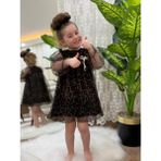 Babymoon Kids Leopar Desenli Kolları Tüllü Astarlı Balon Etek Elbise Bayram,düğün,doğum Günü, Bayramlık - 4 - 5 Yaş