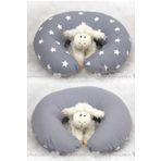 Babynest Emzirme Yastığı Ve Destek Minderi Gri Yıldız Ve Gri (BEYAZ BİYELİ)