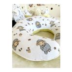 Babynest Emzirme Yastığı Ve Destek Minderi Müslin Kuzu Desen Ve Düz Sarı Poplin (beyaz Biyeli)