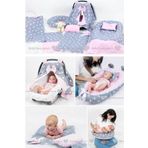 Babynest Full Set 9 Parça Ihtiyaç Ürünleri Pembe Ve Gri Yıldız