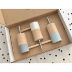 Babyroomstore Ahşap Duvar Askısı Dekoratif Duvar Kancası 3lü Set (Gri)