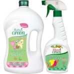 Baby's Green 2'li Set Bebek Çamaşır Deterjanı 40 Yıkama Kokusuz - Bitkisel Leke Çıkarıcı Sprey 750 ml - 1,5 lt