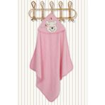 Babyshez %100 Pamuk Yenidoğan Bebek Kundak Nakışlı Banyo Havlu - Pembe - 0 - 3 Yaş
