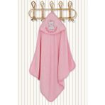 Babyshez %100 Pamuk Yenidoğan Bebek Kundak Nakışlı Banyo Havlusu Krem - Pembe - 0 - 2 Yaş