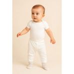 Babyshez %100 Pamuklu Yenidoğan Bebek çoraplı tek alt pantolon - Krem - Regular Fit - 9 - 12 Ay
