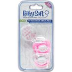 BabySoft 2'li Damak Emzik & Emzik Askısı No:2 Pembe - 0 - 6 Ay