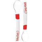 BabySoft 2'li Silikon Mama Kaşığı Kırmızı - Beyaz