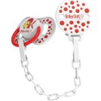 BabySoft Balık Desenli Emzik Askısı & Yuvarlak Uçlu Emzik 18+ Ay - Kırmızı