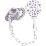 BabySoft Fil Desenli Emzik Askısı & Yuvarlak Uçlu Emzik 0 - 6 Ay - Lila