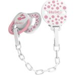 BabySoft Kuş Desenli Emzik Askısı & Yuvarlak Uçlu Emzik 6 - 18 Ay - Pembe