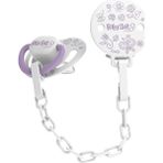 BabySoft Lila Doğa Desenli Emzik Askısı & Damak Uçlu Emzik 0 - 6 Ay
