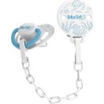 BabySoft Mavi Deniz Desenli Emzik Askısı & Damak Uçlu Emzik +18 Ay - 6 - 18 Ay