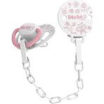 BabySoft Pembe Doğa Desenli Emzik Askısı & Damak Uçlu Emzik 0 - 6 Ay