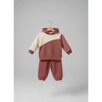 Babytex Bebek Kapüşonlu Eşofman Takımı %100 Pamuk – Mor, Kahve, Haki, Somon Renk Seçenekli – Unisex - 12 - 18 Ay - Kahverengi