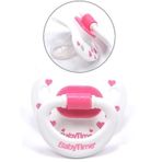 BabyTime 0-6 Ay Silikon Damaklı Mat Gövdeli Desenli Emzik Pembe