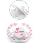 BabyTime 18+ Ay Silikon Kiraz Uçlu Mat Gövdeli Desenli Emzik Emzik Pembe