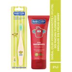 Babyton Doğal Çilek Hydroxyapatite + Xylitol Diş Macunu Florürsüz - Ekolojik Diş Fırçası Griny 2'li Set - Mat