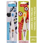 Babyton Ekolojik Zebra - Yengeç Diş Fırçası 2'li Set - Mısır koçanı