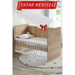 Babywhen Bebek Beşiği Ahşap Anne Yanı Sallanan Kademeli + Yatak Dahil 60x120 BW1071
