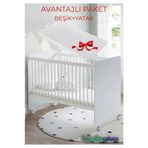 Babywhen BW1025 Pratik Kademeli Tekerlekli Bebek Beşiği 60x120 cm – Yatak Dahil- Beyaz
