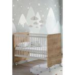 Babywhen Bw1026 - Pratik Kademeli Tekerlekli Bebek Beşik Ahşap 60X120