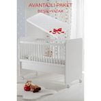 Babywhen BW1065 Bebek Beşiği 60x120 Beyaz | Tekerlekli Anne Yanı Beşik Modeli