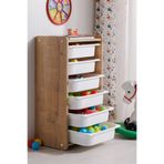 Babywhen Oyuncak Dolabı - Saklama Organizeri - Oyuncak Kutusu - 6 Raflı - Ahşap - Oval Kenar - 45x88 cm