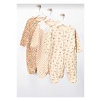 BabyWings Kız Bebek Çiçek Desenli 3-6-9 ay 3lü Pamuklu 3 parça Patikli Tulum