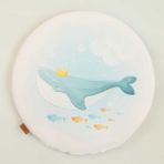 BabyZ Balina Desenli Küçük Yuvarlak Oyun Matı - Beyaz - 70 x 70 cm