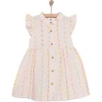 BabyZ Kız Bebek Elbise Vintage Girl Bisiklet Yaka Kısa Kol Ekru 1,5 Yaş -