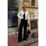 Bacc Beyaz Çift Cep Denim Crop Ceket BCDF-255419 - 40