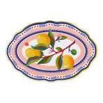 Baci Milano Dolce Vita Limon Desenli Oval Porselen Servis Tabağı 30X21 Cm