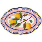 Baci Milano Dolce Vita Limon Desenli Oval Servis Tabağı 30X21 cm - 30 x 21 cm