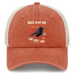 Back in My Day Crow Trucker Hat Kadın Trendy Mesh Kamyon Şoförü Şapkası Yaz için, Safran, Tek Beden