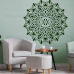 BackgroundTurnOver 110 cm Büyük Dev Mandala Hint Arapça Etnik Yuvarlak Şablon Şablon Dekor Şablon Yeniden Kullanılabilir Mandala Mobilya Desenleri Karo Döşeme Niş Duvar Tohumlar Yer Karosu Kumaş Ahşap