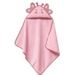 Bacodeseta WildHugs 3D Kapüşonlu Bebek Havlusu – Yumuşak Pamuk, 75x80 cm,0–12 Ay (PEMBE)