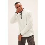 Bad Bear Backup Erkek Yarım Fermuarlı Beyaz Sweatshirt