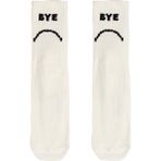 Bad Bear Bye Tall Off-White Beyaz Baskılı Unisex Uzun Çorap - 36 - 39