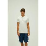 Bad Bear Cord Off-White Beyaz Polo Yaka Fermuarlı Erkek T-Shirt - 2XL