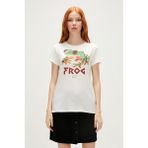 Bad Bear Frog T-Shirt Off-White Beyaz Baskılı Kadın Tişört10 - Kırık Beyaz