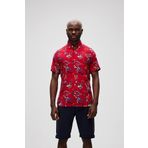Bad Bear Hector Shirt Kırmızı Kısa Kollu Baskılı Erkek Gömlek