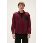 Bad Bear Liam Shirt Crimson Red Kırmızı Kareli Fermuarlı Erkek Gömlek - XL