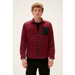 Bad Bear Liam Shirt Crimson Red Kırmızı Kareli Fermuarlı Erkek Gömlek