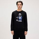 Bad Bear Panther Crewneck Erkek Siyah Yuvarlak Yaka Sweatshirt, Siyah, L