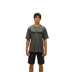 Bad Bear Title Oversize T-Shirt Koyu Gri Baskılı Erkek Tişört M