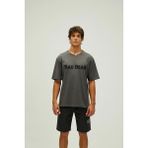 Bad Bear Title Oversize T-Shirt Koyu Gri Baskılı Erkek Tişört - Siyah