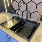 Bade Premium 10 Fonksiyonlu Akıllı Teknolojik Eviye Seti Paslanmaz Bal Peteği Taban Evye - Honeycomb - Siyah
